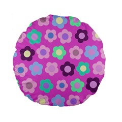 Floral Pattern Standard 15  Premium Flano Round Cushions