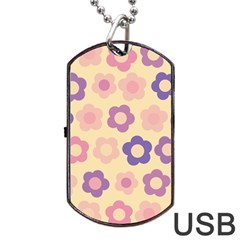 Floral Pattern Dog Tag Usb Flash (one Side)