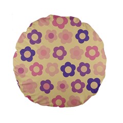 Floral Pattern Standard 15  Premium Flano Round Cushions