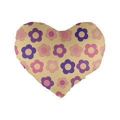 Floral Pattern Standard 16  Premium Flano Heart Shape Cushions