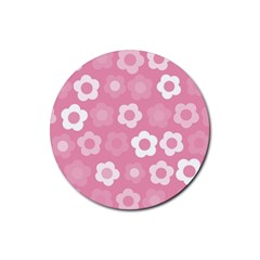 Floral Pattern Rubber Round Coaster (4 Pack)  by Valentinaart