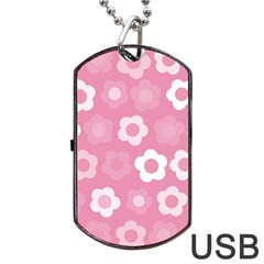 Floral Pattern Dog Tag Usb Flash (two Sides) by Valentinaart