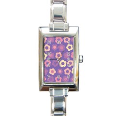 Floral Pattern Rectangle Italian Charm Watch