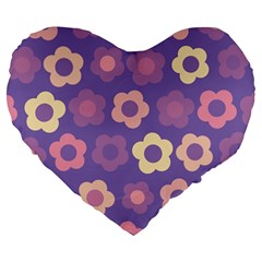 Floral Pattern Large 19  Premium Flano Heart Shape Cushions