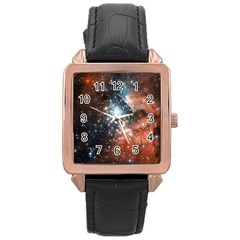 Star Cluster Rose Gold Leather Watch  by SpaceShop