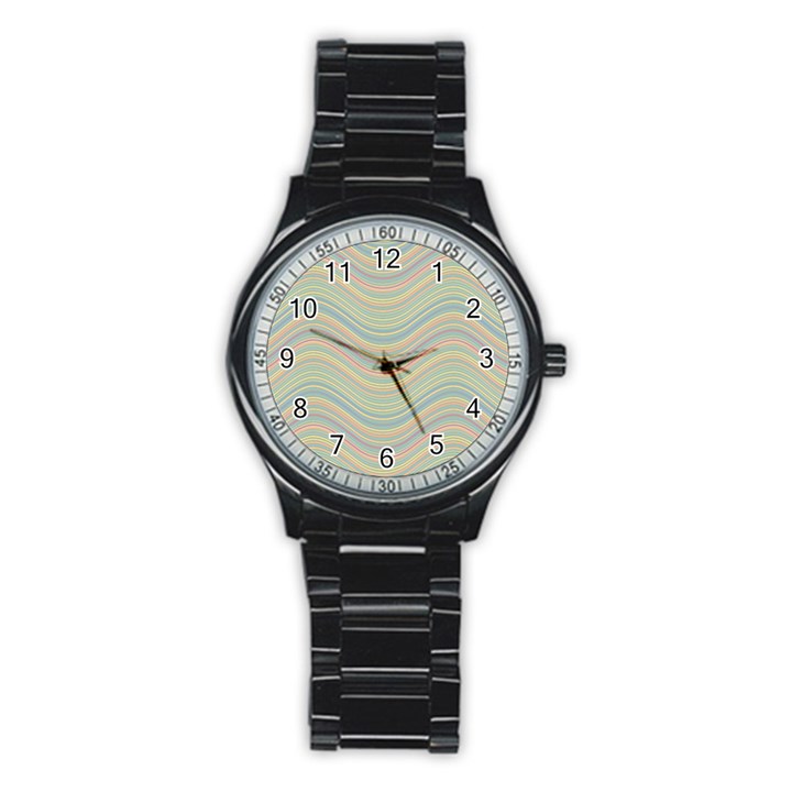 Pattern Stainless Steel Round Watch