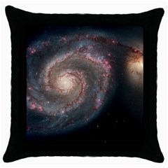 Whirlpool Galaxy And Companion Throw Pillow Case (black) by SpaceShop