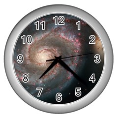 Whirlpool Galaxy And Companion Wall Clocks (silver)  by SpaceShop