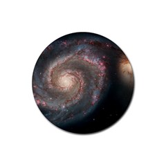 Whirlpool Galaxy And Companion Rubber Round Coaster (4 Pack)  by SpaceShop