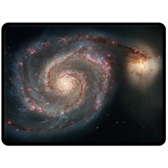 Whirlpool Galaxy And Companion Double Sided Fleece Blanket (large)  by SpaceShop