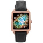 Crab Nebula Rose Gold Leather Watch  Front