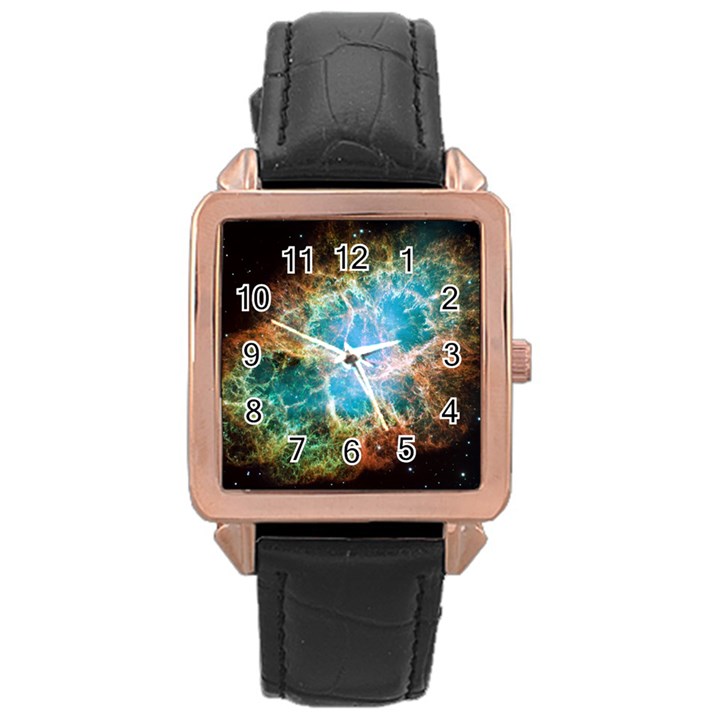 Crab Nebula Rose Gold Leather Watch 