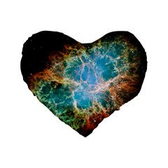 Crab Nebula Standard 16  Premium Flano Heart Shape Cushions by SpaceShop