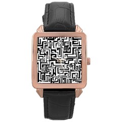 Pattern Rose Gold Leather Watch  by Valentinaart