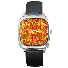 Pattern Square Metal Watch by Valentinaart