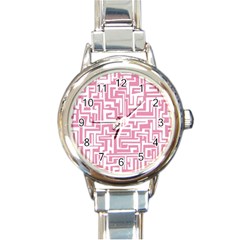 Pink Pattern Round Italian Charm Watch by Valentinaart