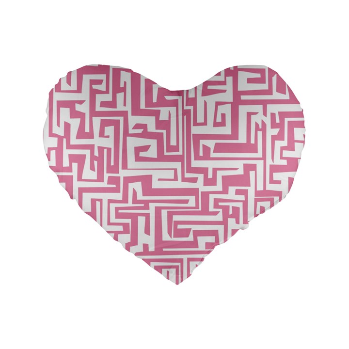 Pink pattern Standard 16  Premium Flano Heart Shape Cushions