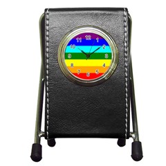 Rainbow Pen Holder Desk Clocks by Valentinaart