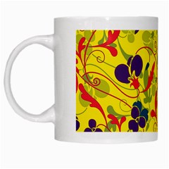 Floral Pattern White Mugs by Valentinaart