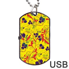 Floral Pattern Dog Tag Usb Flash (one Side)