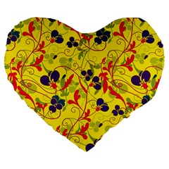 Floral Pattern Large 19  Premium Flano Heart Shape Cushions