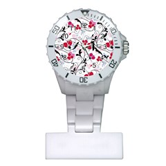 Floral Pattern Plastic Nurses Watch by Valentinaart