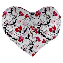 Floral Pattern Large 19  Premium Flano Heart Shape Cushions