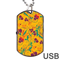 Floral Pattern Dog Tag Usb Flash (one Side)