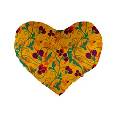 Floral Pattern Standard 16  Premium Heart Shape Cushions by Valentinaart