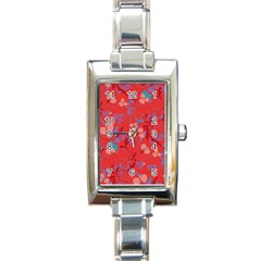 Floral Pattern Rectangle Italian Charm Watch by Valentinaart