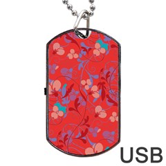 Floral Pattern Dog Tag Usb Flash (one Side)