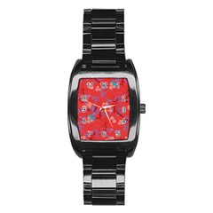 Floral Pattern Stainless Steel Barrel Watch by Valentinaart