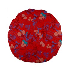 Floral Pattern Standard 15  Premium Flano Round Cushions