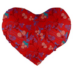 Floral Pattern Large 19  Premium Flano Heart Shape Cushions