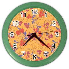 Floral Pattern Color Wall Clocks by Valentinaart