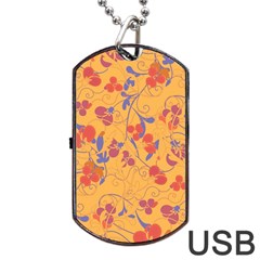 Floral Pattern Dog Tag Usb Flash (two Sides)