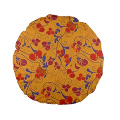 Floral Pattern Standard 15  Premium Flano Round Cushions