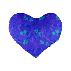 Floral Pattern Standard 16  Premium Flano Heart Shape Cushions