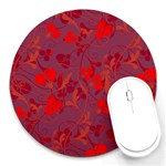 Red floral pattern Round Mousepads Front