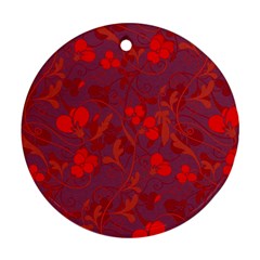 Red Floral Pattern Ornament (round) by Valentinaart