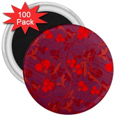 Red Floral Pattern 3  Magnets (100 Pack) by Valentinaart