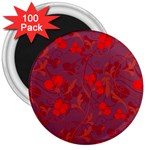 Red floral pattern 3  Magnets (100 pack) Front