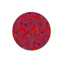 Red Floral Pattern Magnet 3  (round) by Valentinaart