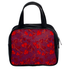 Red Floral Pattern Classic Handbags (2 Sides) by Valentinaart