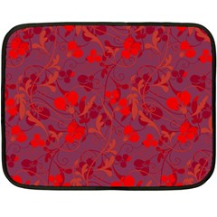 Red Floral Pattern Fleece Blanket (mini)