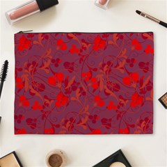 Red Floral Pattern Cosmetic Bag (xl) by Valentinaart