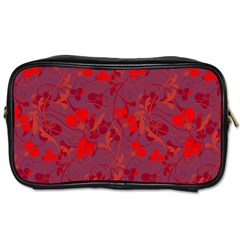 Red Floral Pattern Toiletries Bags 2-side by Valentinaart