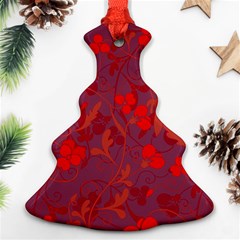 Red Floral Pattern Christmas Tree Ornament (two Sides)