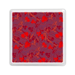 Red Floral Pattern Memory Card Reader (square) 