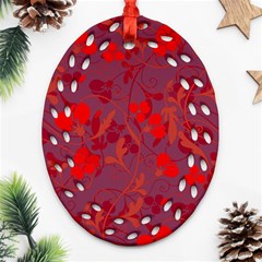 Red Floral Pattern Ornament (oval Filigree)